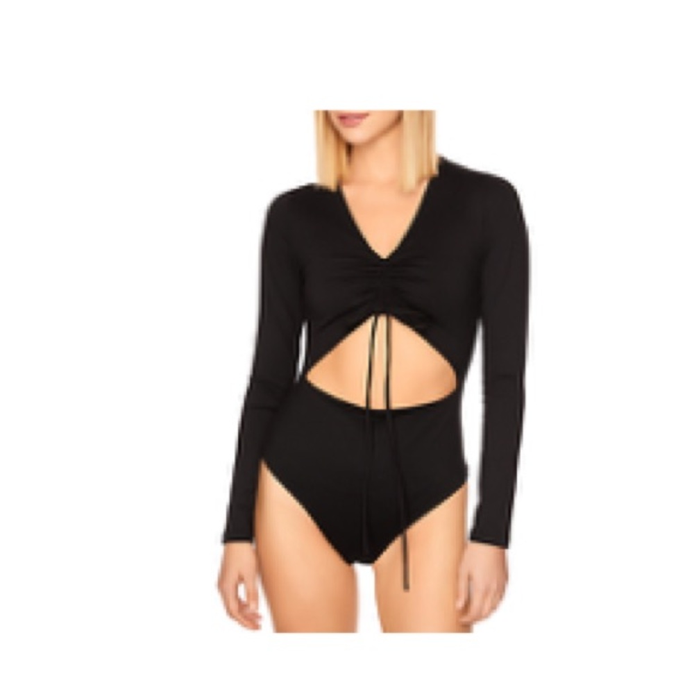 Susana Monaco Drawstring Cutout Bodysuit M